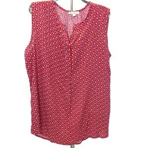 Grand & Greene Red Sleeveless Women's Top Lighthouses & Sailboat Pattern Size M